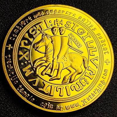 泉币菌-第100场-百场纪念 精品场 - 纪念品 金色-马剑骑士-十字 直径40mm 厚3mm 纪念章