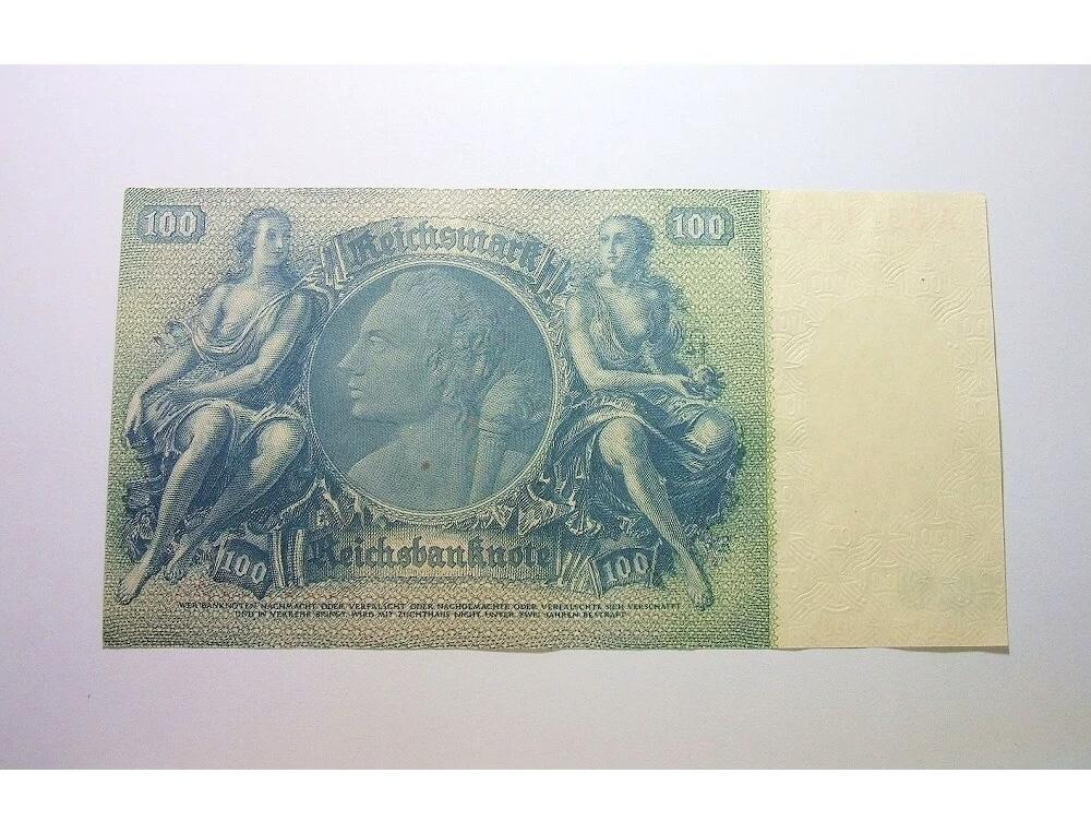 德国第三帝国1935年化学家李比希100马克无字母花纹水印 爽品