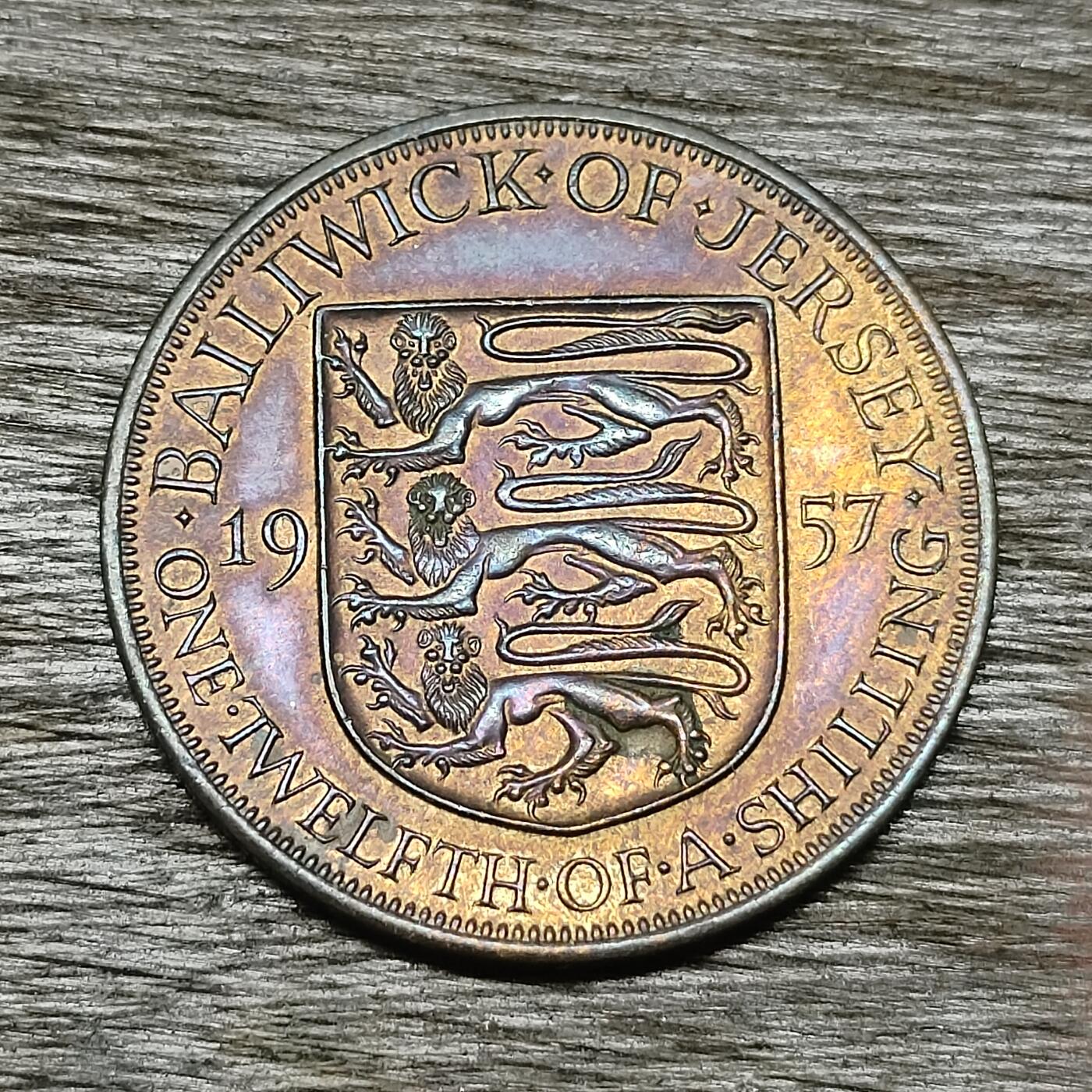 【铜匠收藏】★第131场★散币场，无佣金，30包邮。不满30元，支付5元运费。《接受代拍 代送NGC评级》 泽西岛1/12先令硬币  1957年