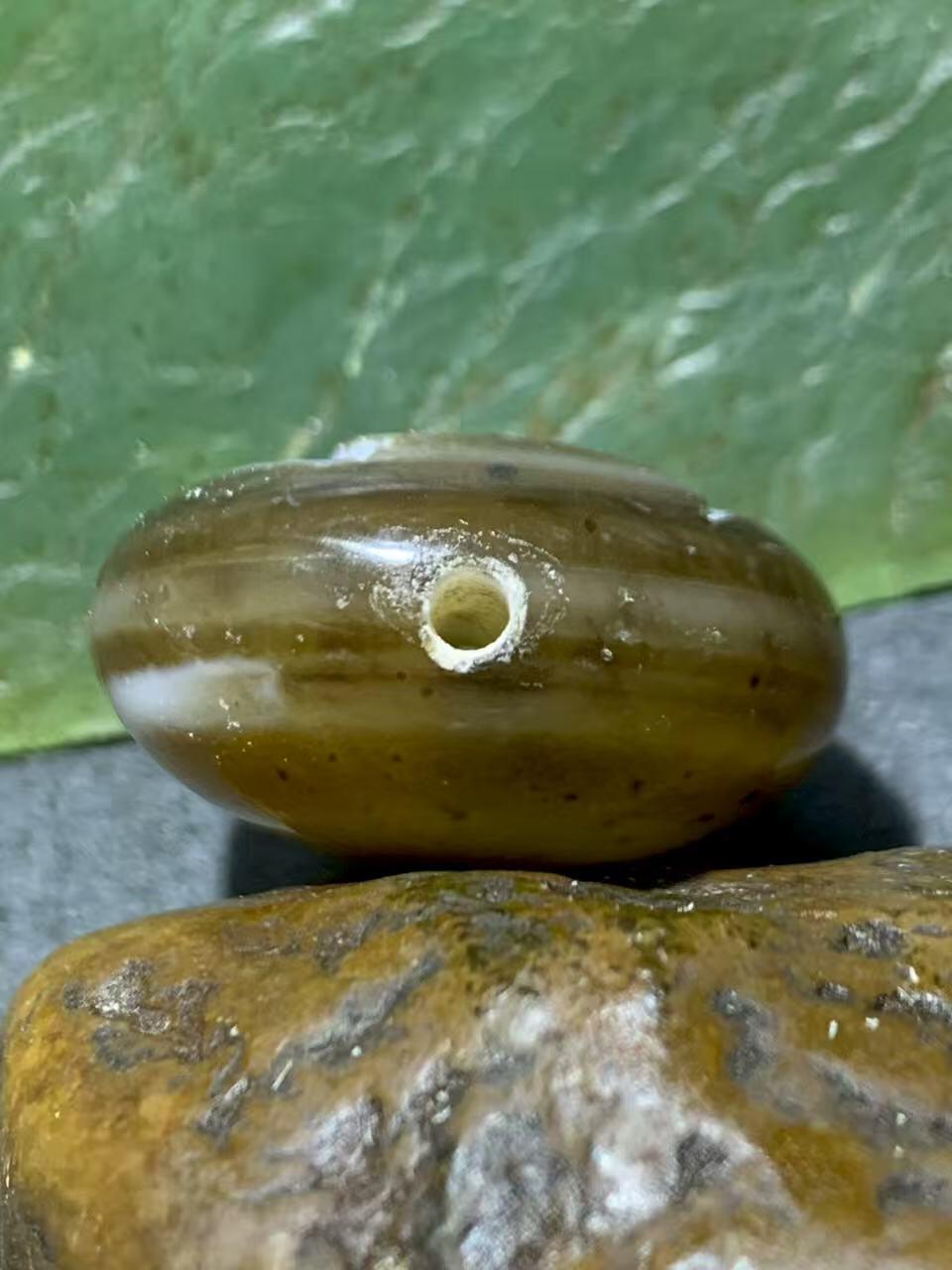 精品天眼纹药师玛瑙手工雕刻达摩祖师板珠（背云）一颗。