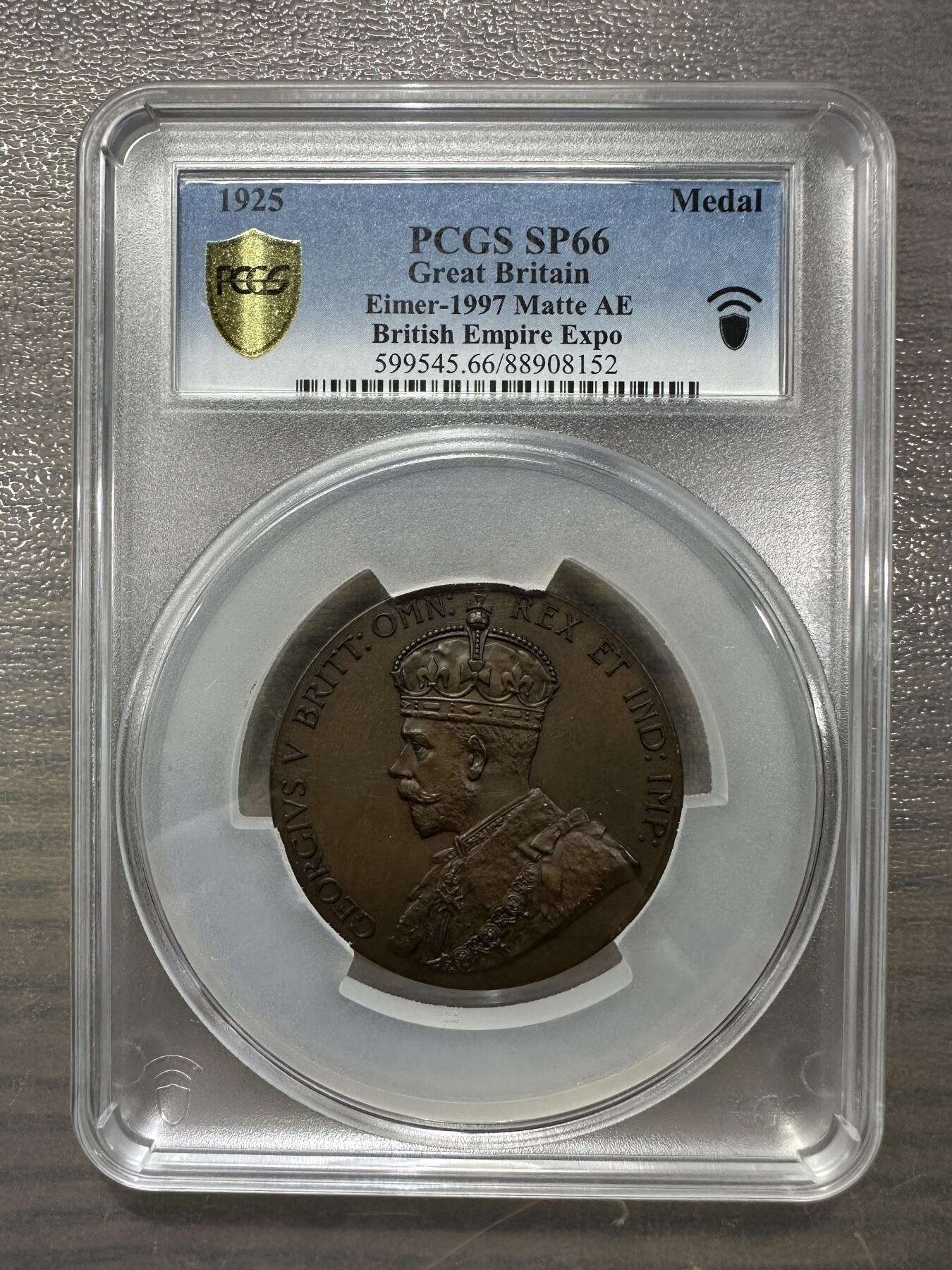 1925英国大英帝国展览会博览会铜章 PCGS SP66