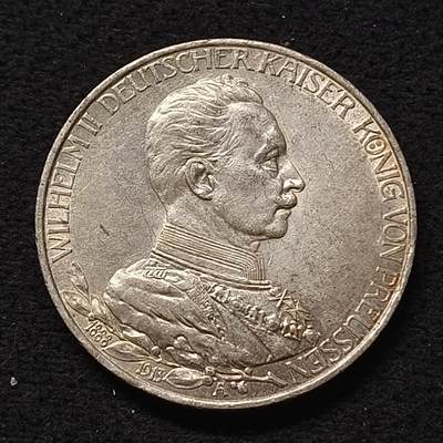 【全场包邮】纯粹捡漏拍456场 - 德国普鲁士1913年花枝2马克威廉二世国王在位25周年纪念银币