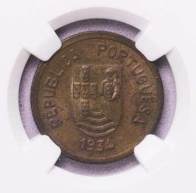 NGC-MS63BN 1934葡属印度1唐嘎铜币 - NGC-MS63BN 1934葡属印度1唐嘎铜币