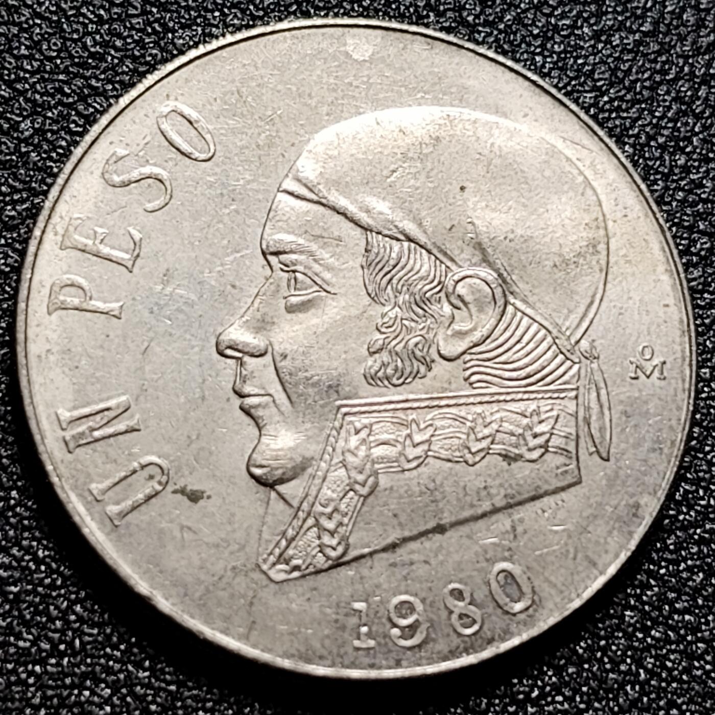 泉币菌-第102场-散币乐园场 1980年墨西哥早期1比索大镍币 29mm 独立战争领袖莫雷洛斯 鹰蛇徽