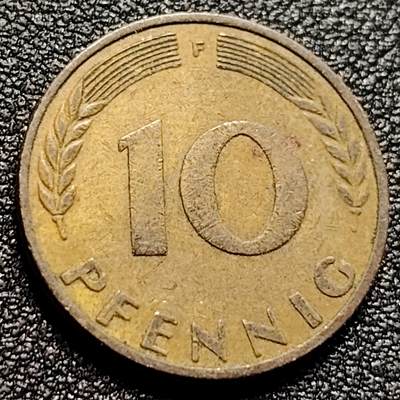 泉币菌-第106场-散币乐园场 - 联邦德国1950年 10芬尼硬币 橡树麦穗  银行版 21.5mm