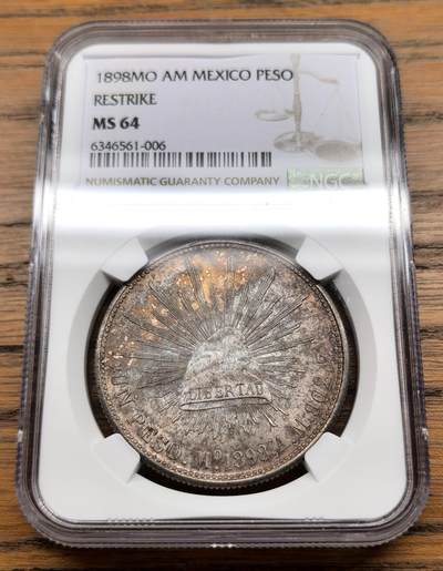 凡希社世界钱币微拍月度大拍（2025/8） - 1898MO墨西哥直边鹰洋NGC-MS64，五彩浓郁的传世品质！