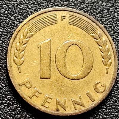 泉币菌-第104场-散币乐园场 - 首发年 联邦德国1949年 10芬尼硬币 橡树麦穗  银行版