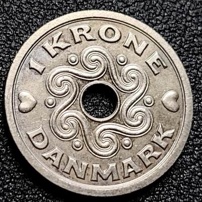 泉币菌-第104场-散币乐园场 - 原光美品 丹麦中孔1克朗硬币 爱心币