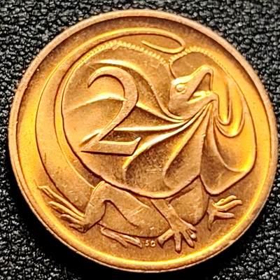 泉币菌-第105场-精品福利场 - 铜光极美品 1984年 英属澳大利亚2分铜币 伞蜥蜴斗篷蜥 21.5mm