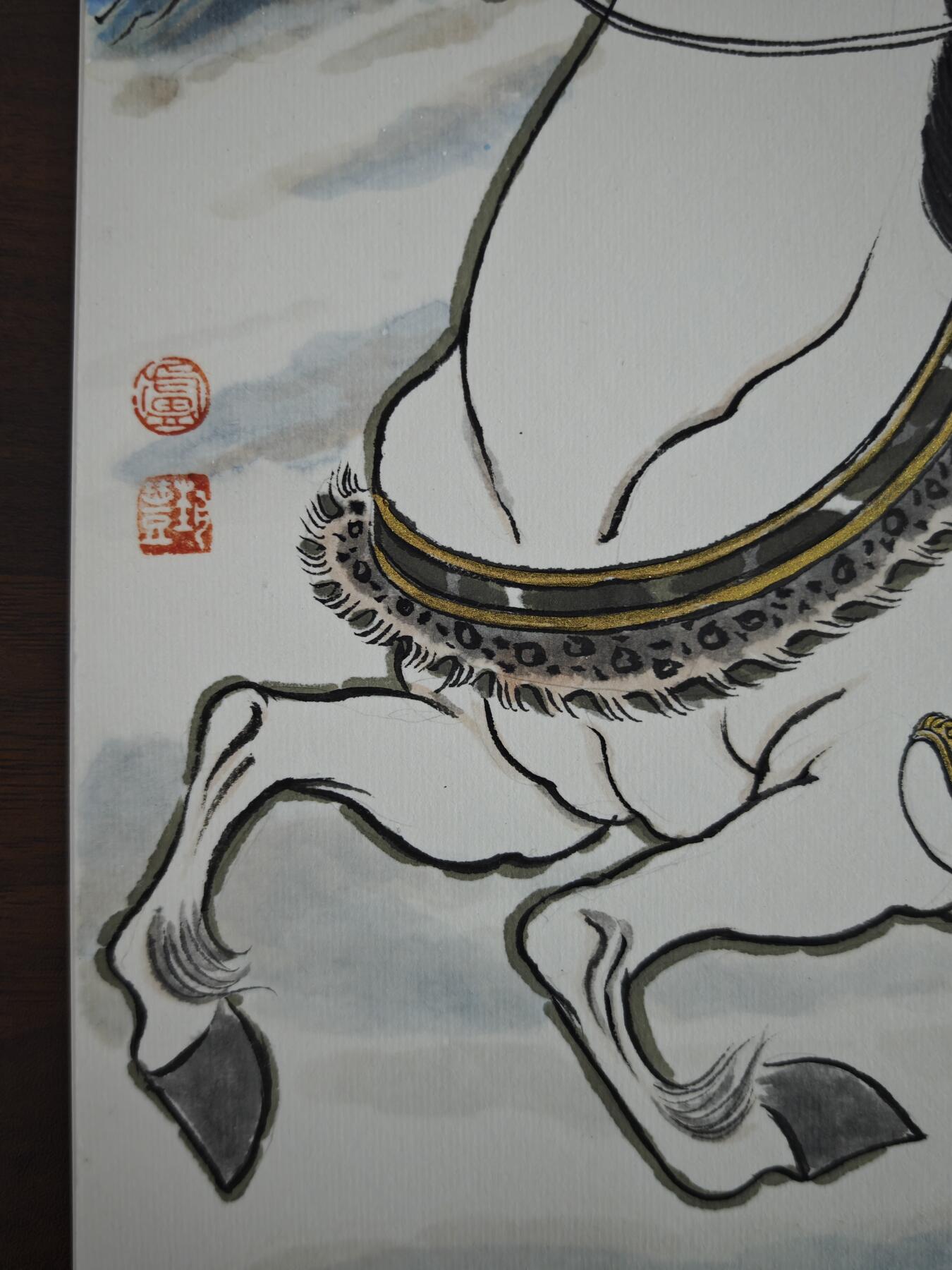 白泽拍卖卡牌手绘专场第23期（中庭淡月照三更，白露洗空河汉明） 2025 卢艺丰手绘画 梁山五虎将林冲 A3大小