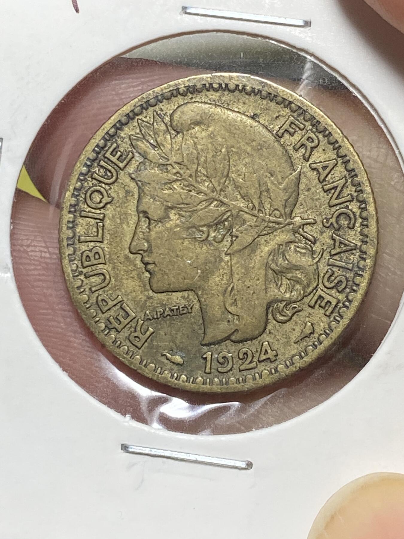 2025年第八十三场(总第一百零九场）外国好品散币(免佣金) 稀少好品–法属喀麦隆1924年1法郎(首发年仅发行3年)