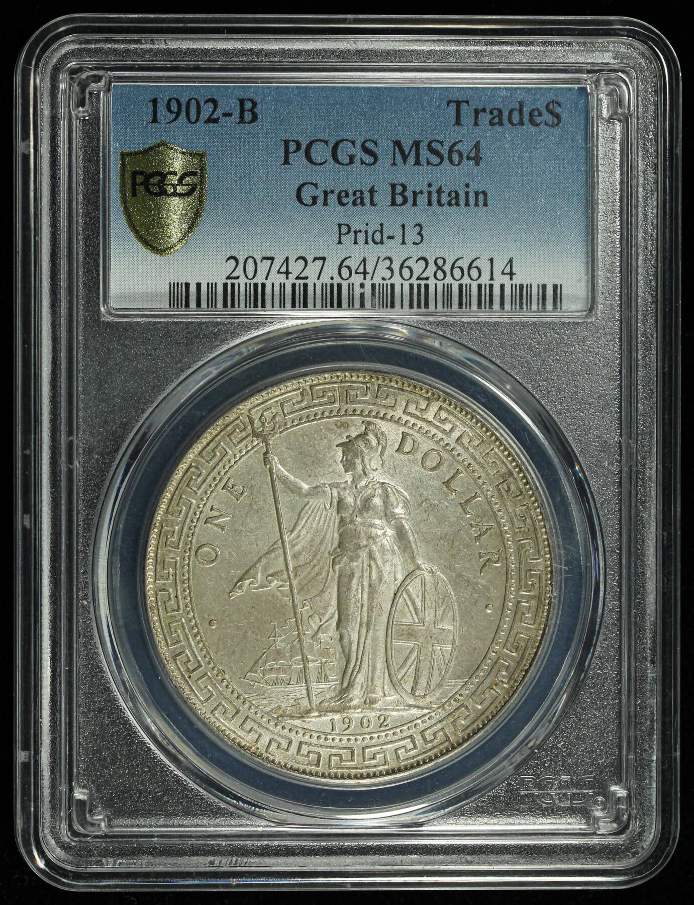 悠历世界钱币拍卖 世界钱币拍卖 Great Britain, 1902B, Trade Dollar, PCGS MS64.