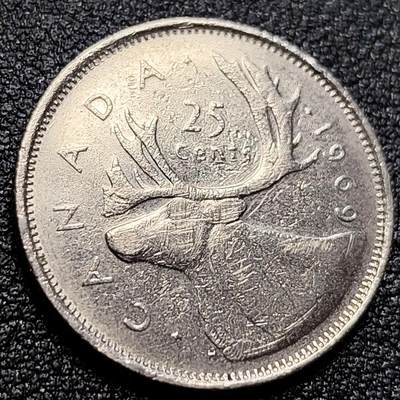 泉币菌-第105场-精品福利场 - 高币值 加拿大1969年1/4加拿大元 伊丽莎白二世 驯鹿 24mm