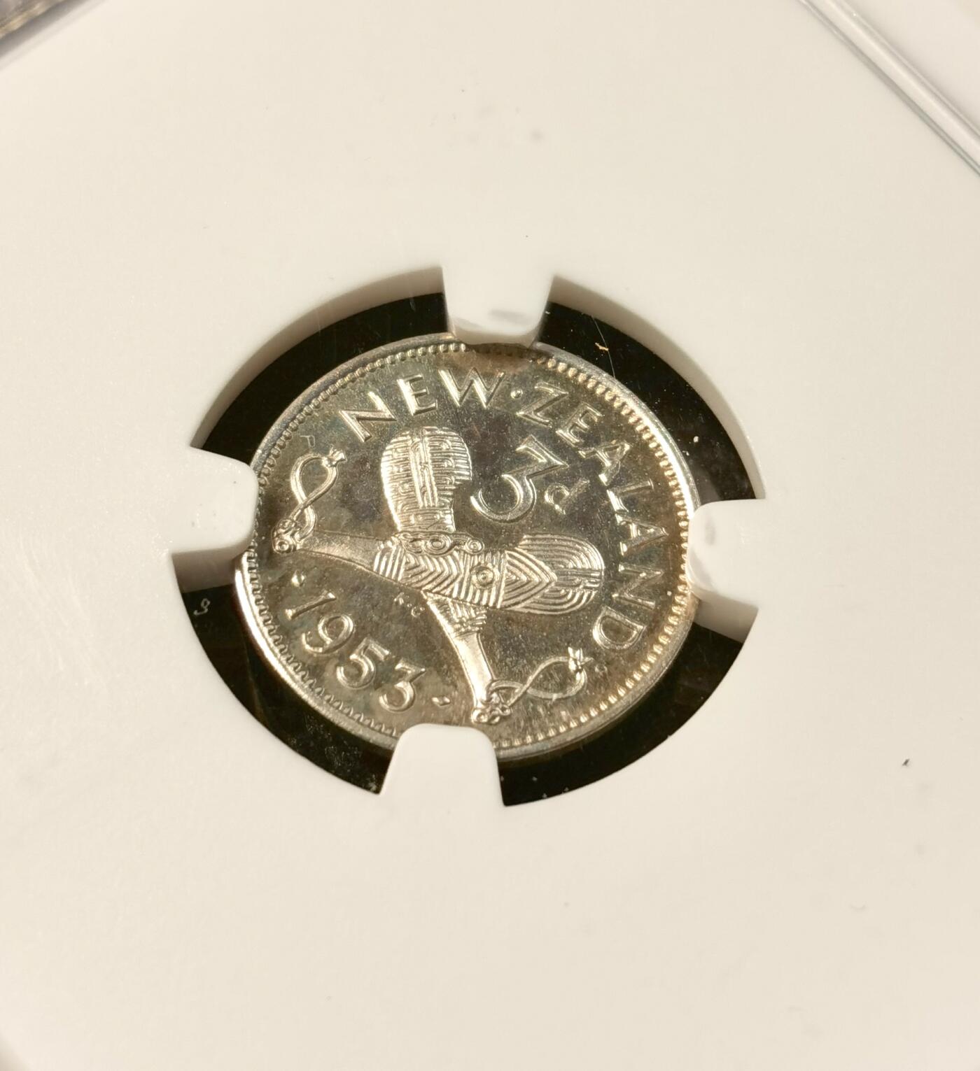 “ 秋敛珍章，方寸留辉” 甄臻铺-秋季小精品场世界币章拍卖（第31期），送拍享返佣金等优惠多多 NGC-PF64-65 新西兰1953年精制三便士到1/2克朗一套，另外包含一枚PL65分1/2克朗