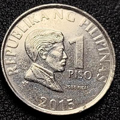 泉币菌-第106场-散币乐园场 - 菲律宾1比索 国父何塞·黎刹  镀镍钢币 24mm