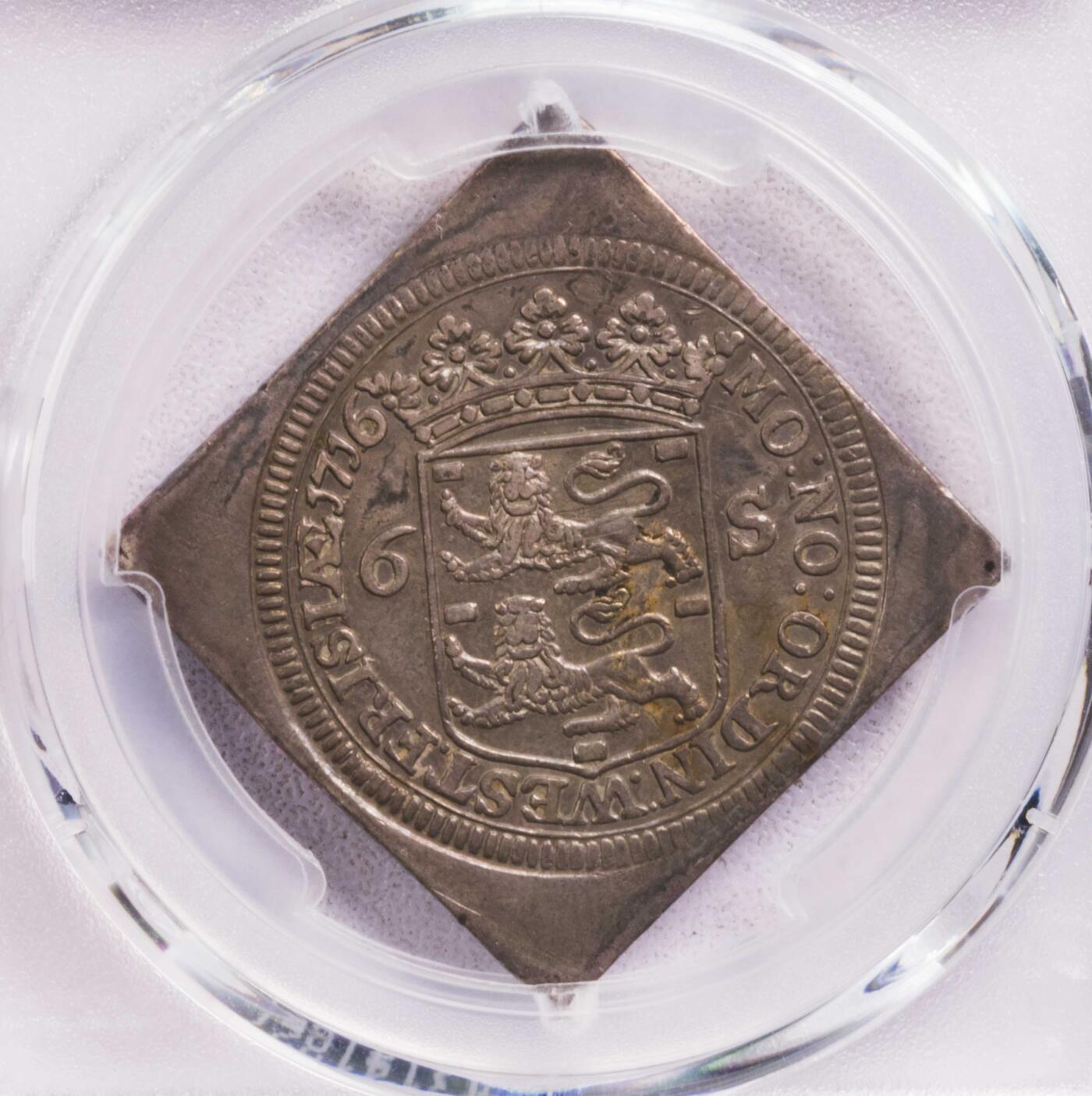 PCGS-AUD 1716荷兰西弗里士兰帆船6斯提夫菱形银币