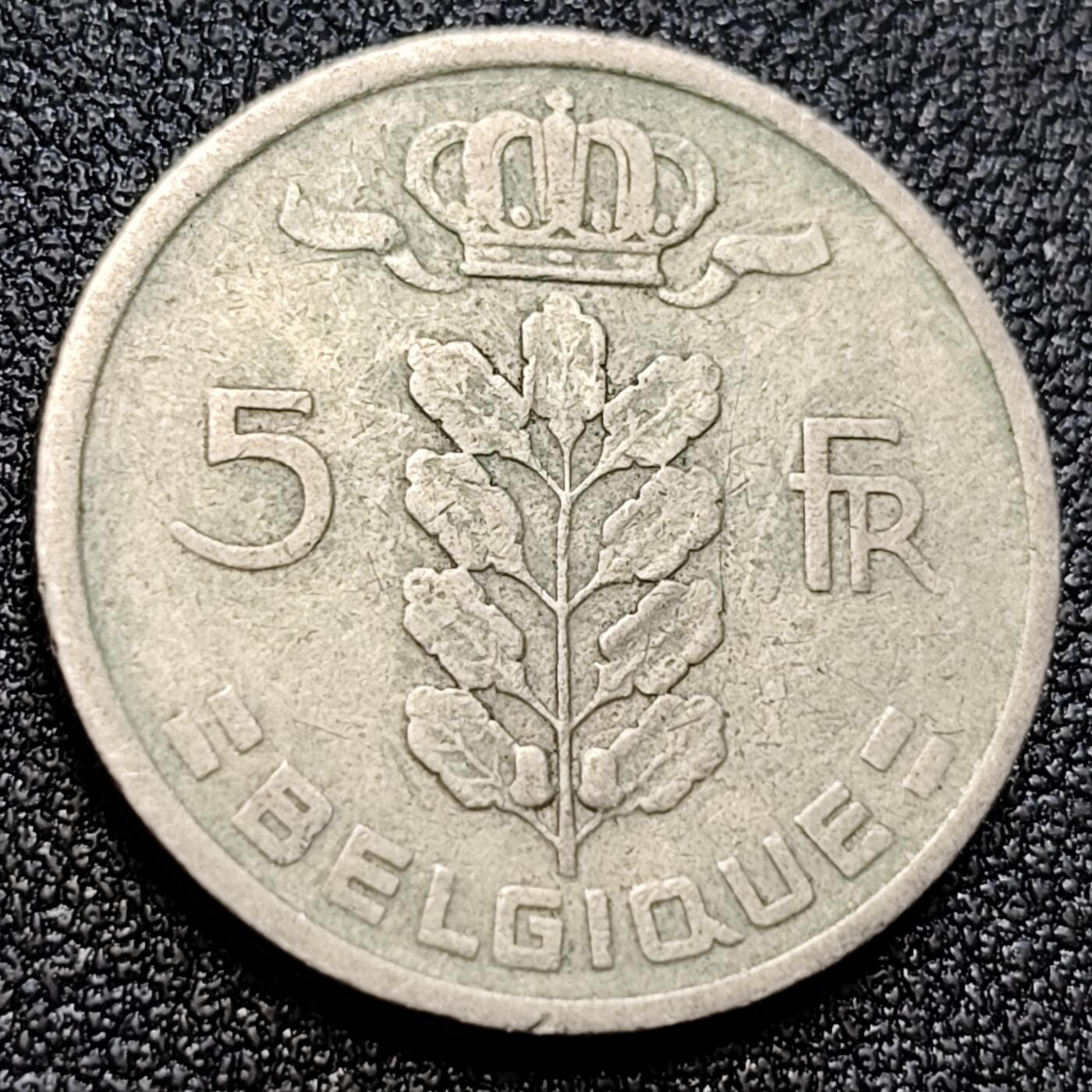 泉币菌-第105场-精品福利场 比利时1950年5法郎铜镍币（佛兰芒文版BELGIË），谷物女神，24mm