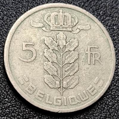 泉币菌-第105场-精品福利场 - 比利时1950年5法郎铜镍币（佛兰芒文版BELGIË），谷物女神，24mm