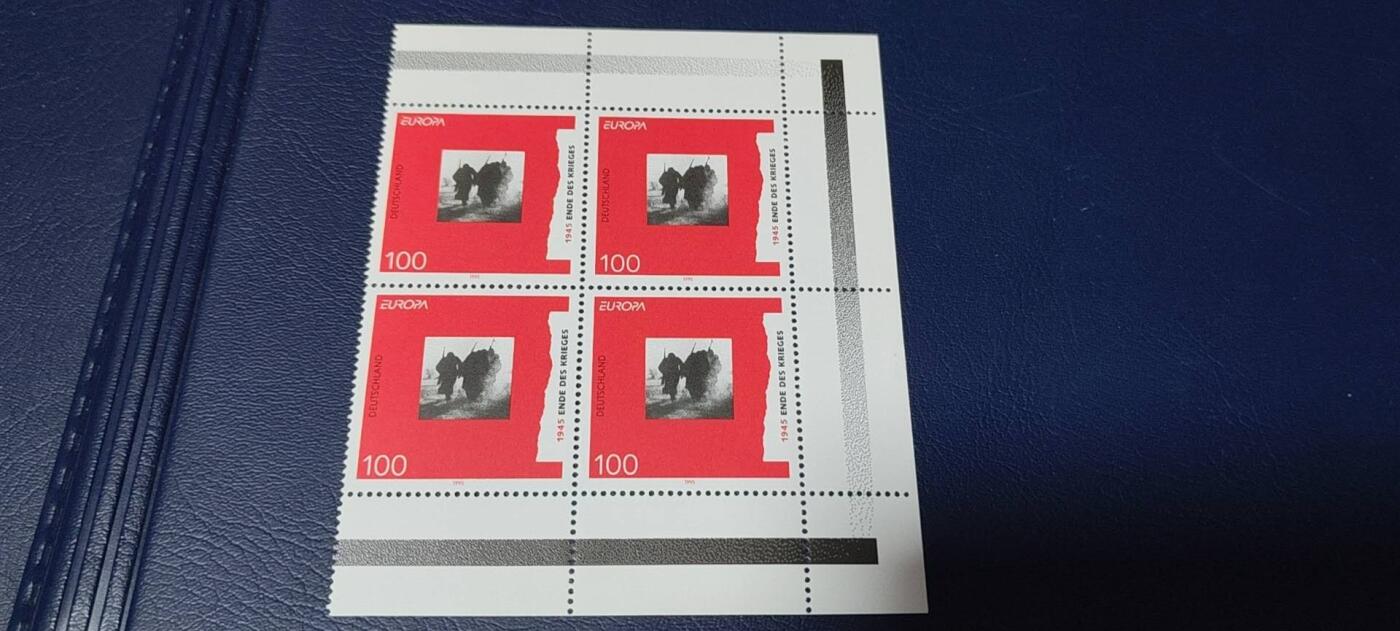 德国邮票专场，都是四方联人物 德国邮票四方联一张，1995年发行，二战胜利50周年。品相如图