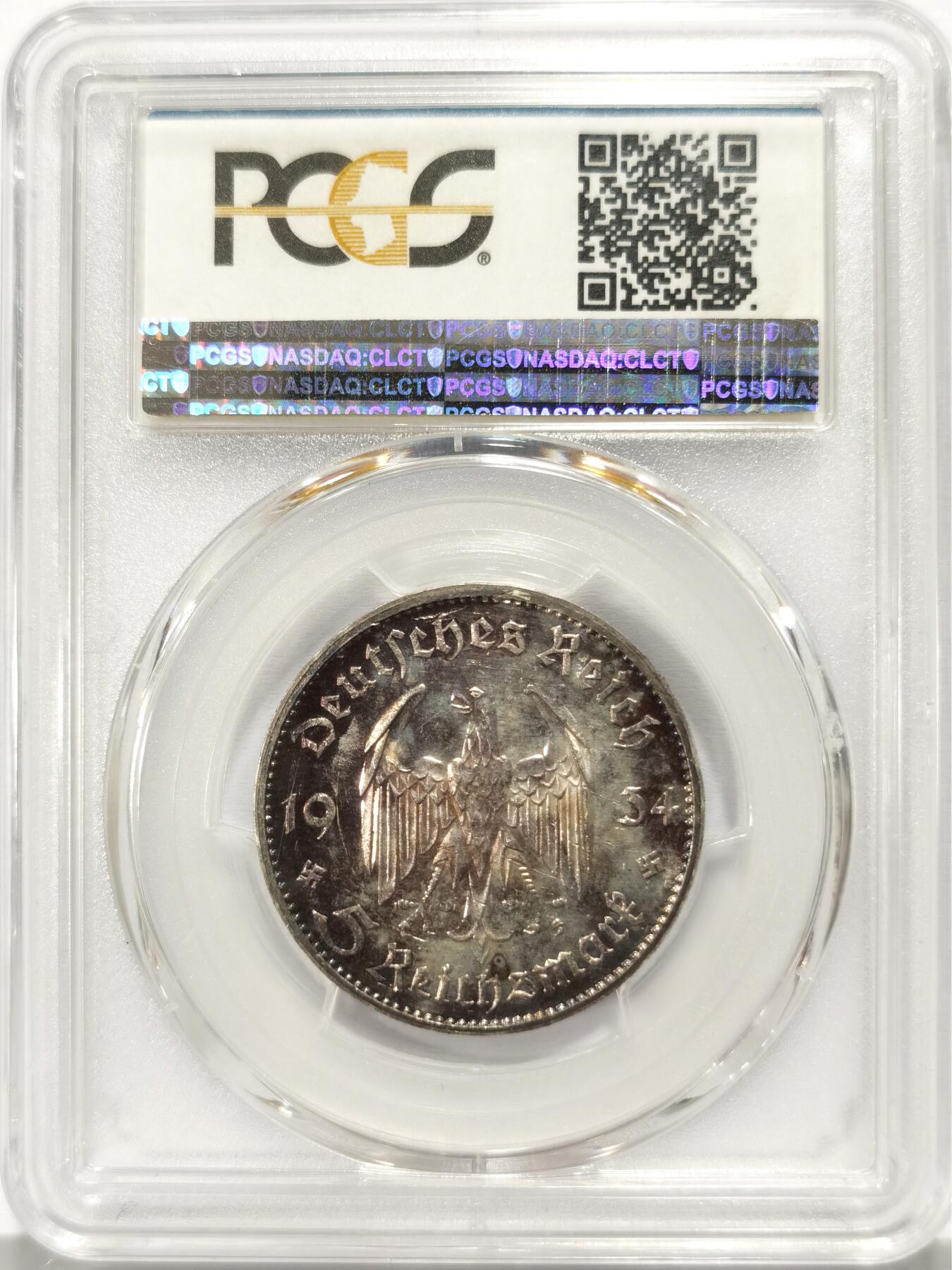 博洋堂世界钱币拍卖第136期（全场包邮） PCGS PR62 德国1934年第三帝国教堂（有字）E版，E版别发行量少，精制版的更加少见