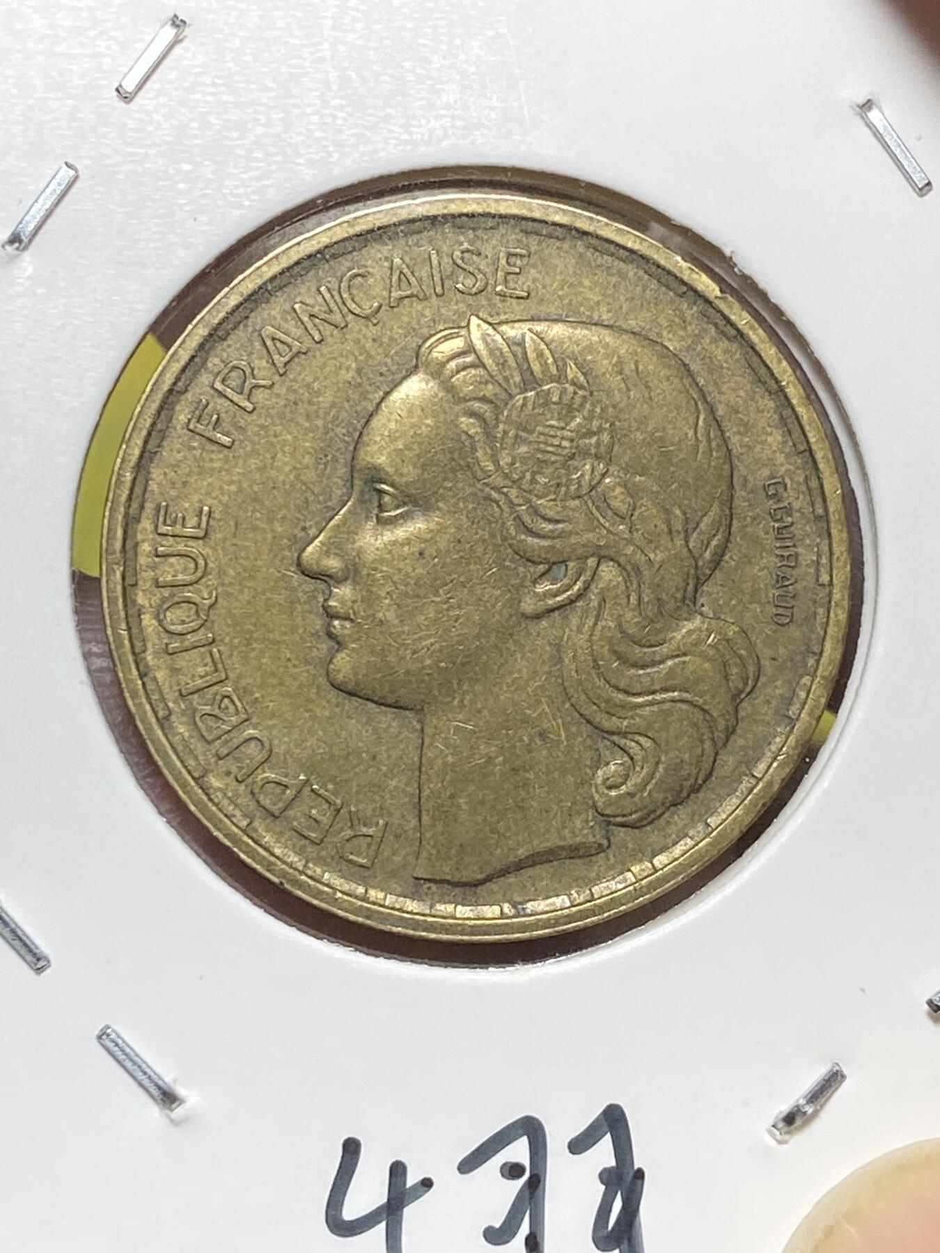 2025年第八十三场(总第一百零九场）外国好品散币(免佣金) 法国🇫🇷1950年20法郎(4 plumes–4尾羽版，B标博蒙莱罗热造)
