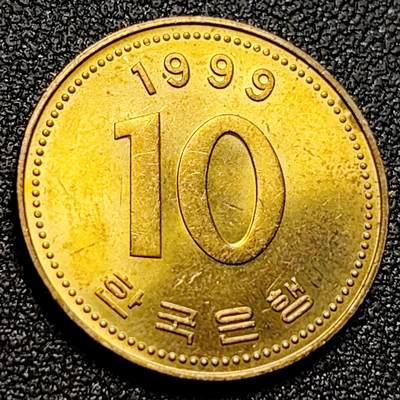 泉币菌-第106场-散币乐园场 - UNC品质 韩国10元黄铜币 2002年 多宝塔  22.86mm