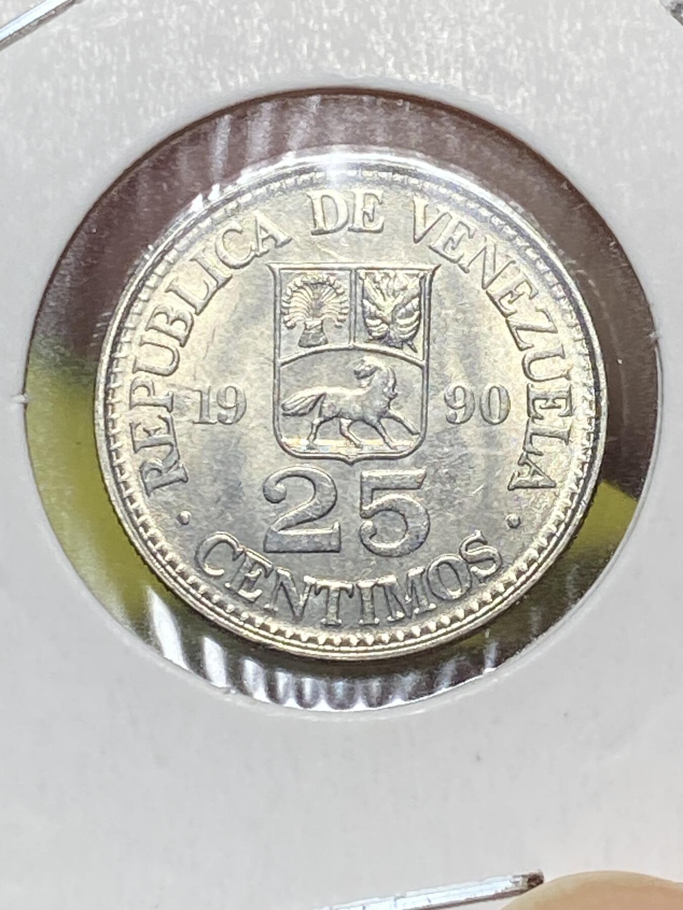 2025年第八十三场(总第一百零九场）外国好品散币(免佣金) 委内瑞拉🇻🇪1990年25分(第七版，墨西哥代铸，关门年仅发行2年)
