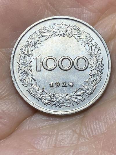 2025年第八十三场(总第一百零九场）外国好品散币(免佣金) - 好品–奥地利🇦🇹1924年1000克朗(共和国时期首套，最大面值)