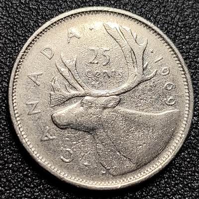 泉币菌-第104场-散币乐园场 - 高币值 加拿大1969年1/4加拿大元 伊丽莎白二世 驯鹿 24mm 