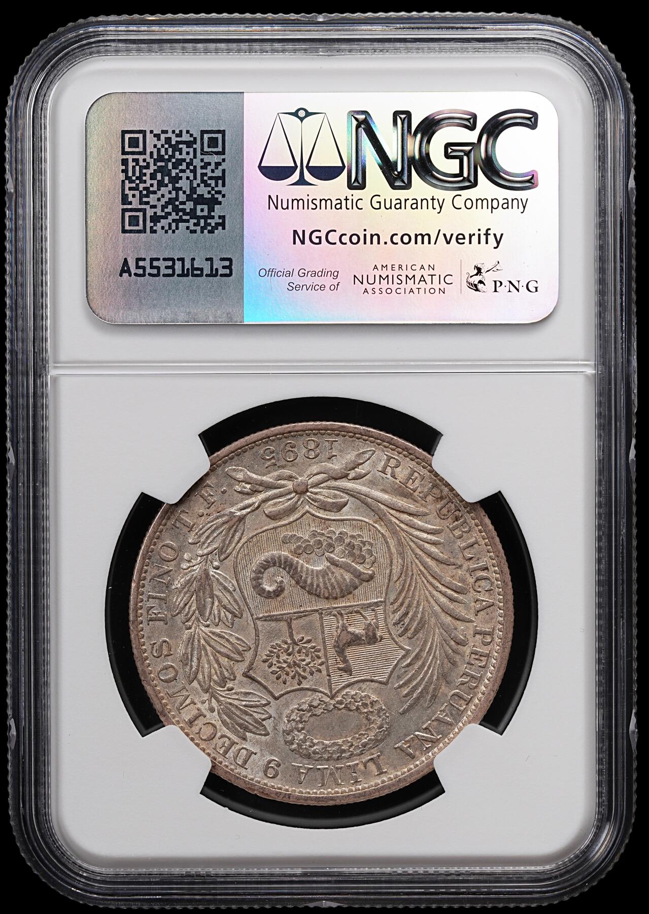 修遠堂世界钱币第八十二期 NGC AU58 1895年秘鲁1 SOL大银币