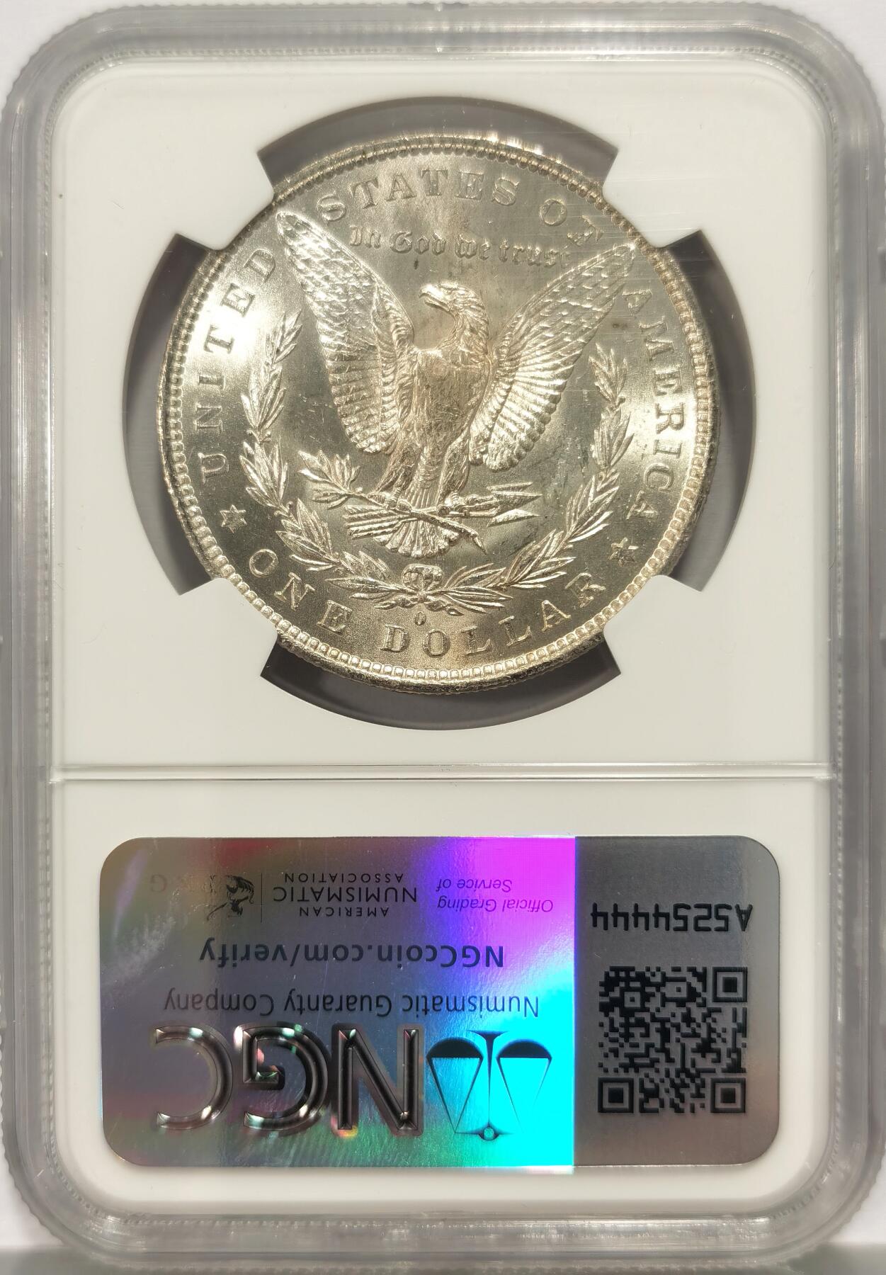 博洋堂世界钱币拍卖第136期（全场包邮） NGC MS64 美国1883年O版摩根，币面烟熏五彩，值得收藏