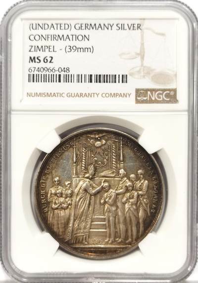 博洋堂世界钱币拍卖第136期（全场包邮） - NGC MS62 19世纪德国洗礼纪念银章（39MM）