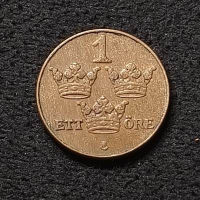 【全场包邮】纯粹捡漏拍455场 - 瑞典1950年古斯塔夫五世1欧尔铜币