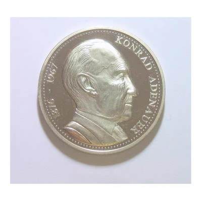 德国1967年国父阿登纳+勃兰登堡门 高浮雕精制大镀银章 40MM - 德国1967年国父阿登纳+勃兰登堡门 高浮雕精制大镀银章 40MM