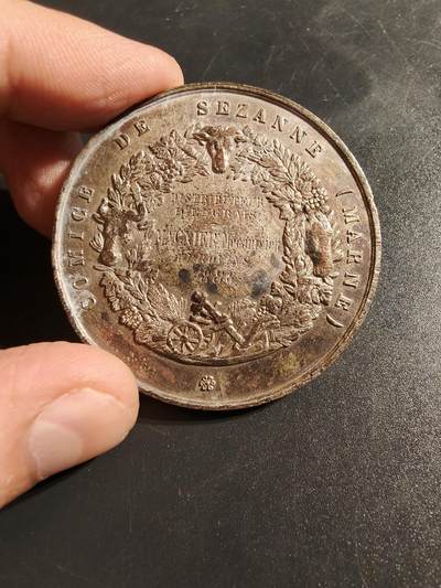 老王徽章第145期 - 法国镀金单面大银章    950银   直径50mm   重量43.3g