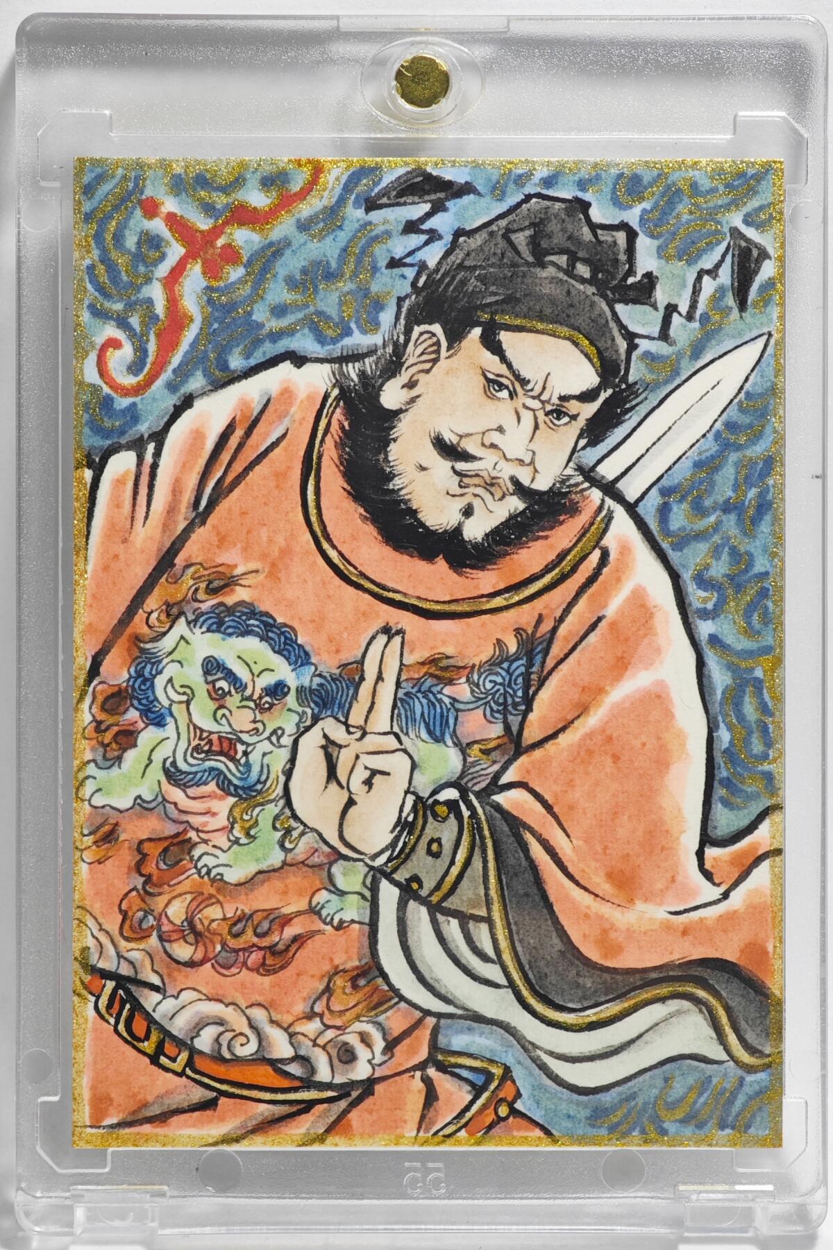 白泽拍卖卡牌手绘专场第23期（中庭淡月照三更，白露洗空河汉明） 2025 卢艺丰手绘卡 钟馗  卢艺丰签绘 卡砖封装