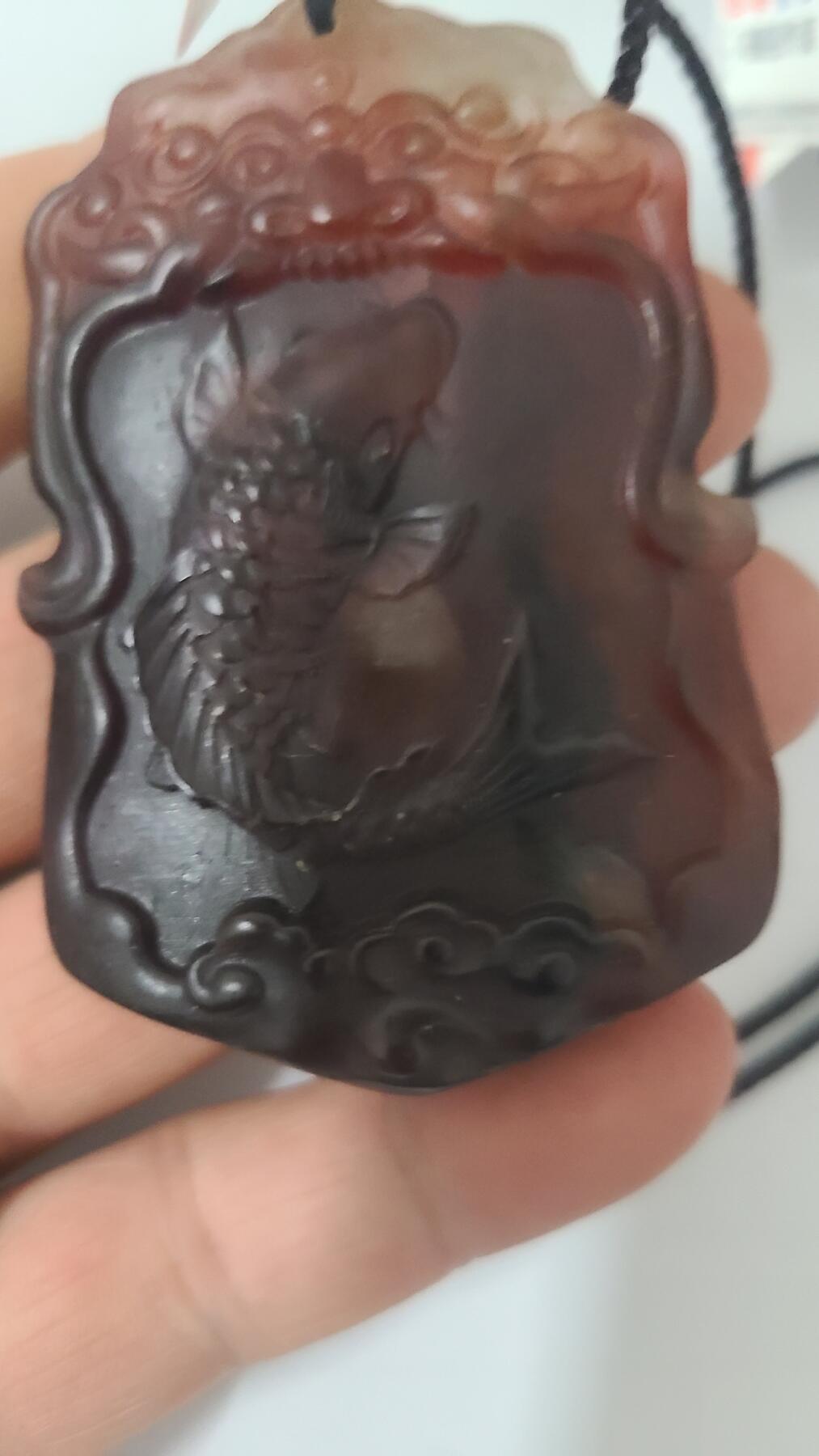 蓬莱超七毒液鱼牌沉香吊坠