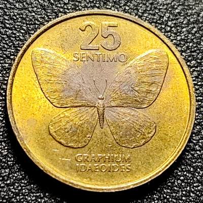 泉币菌-第102场-散币乐园场 - 铜光美品 菲律宾25分铜币 1985年 蝴蝶 21mm