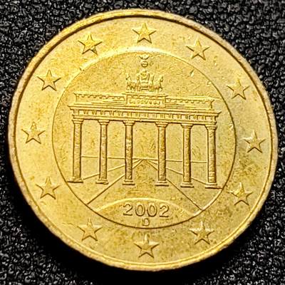 泉币菌-第104场-散币乐园场 - 欧元 德国2002年 10欧分合金铜币 勃兰登堡门 地图 A厂标 19.75MM