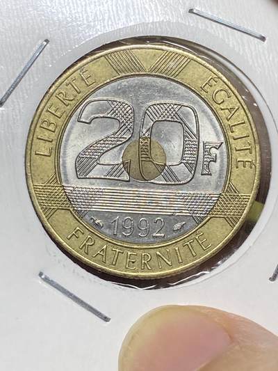 2025年第八十三场(总第一百零九场）外国好品散币(免佣金) - 法国🇫🇷1992年20法郎(closed V–闭口V版，5段分段边齿版)