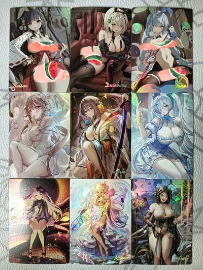 花开卡拍第36期（8月31号周日截拍，品控勿拍!!!拍品不寄存，运费5元，自制卡难免瑕疵，可能存在轻微撞角爆边等出厂瑕疵，品控介意勿拍！） - 姬闪卡特卡碧蓝妮姬命运之子 9张 折光精扣彩闪