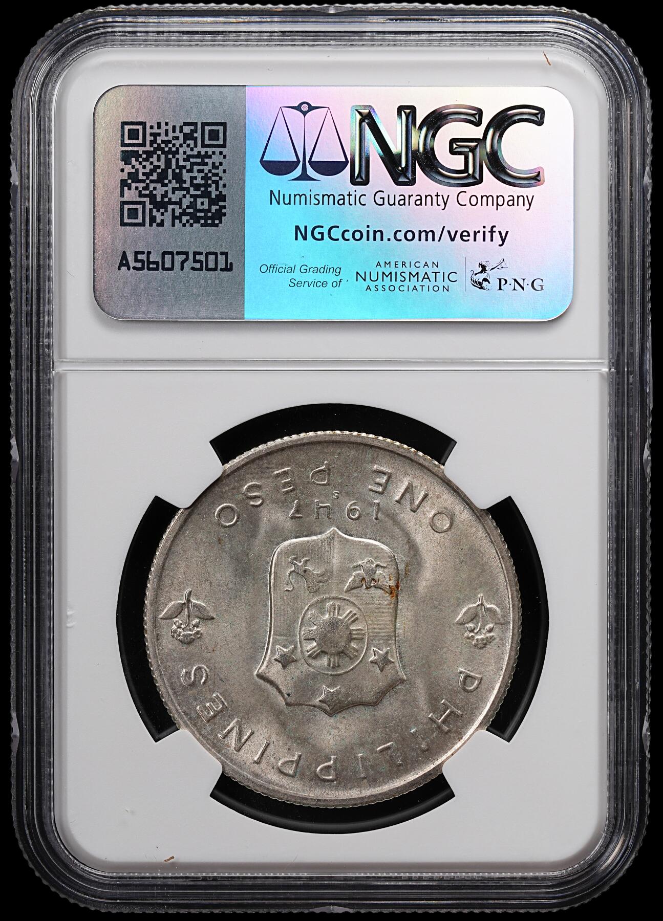修遠堂世界钱币第八十二期 NGC MS65 1947年菲律宾-麦克阿瑟纪念1比索大银币