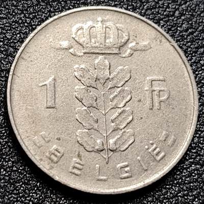 泉币菌-第104场-散币乐园场 - 比利时1969年1法郎铜镍币（佛兰芒文版BELGIË），谷物女神
