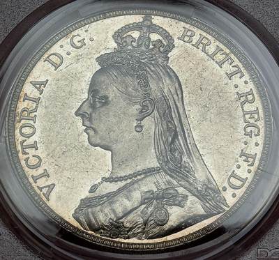 凡希社世界钱币微拍月度大拍（2025/8） - 1888英国老维高冠马剑PCGS-AU58，年份窄距版。