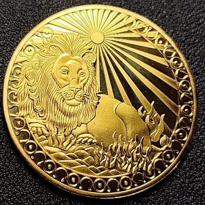 泉币菌-第106场-散币乐园场 - 纪念品 金色-星座-狮子座♌️ 直径40mm 厚1.8mm 纪念章