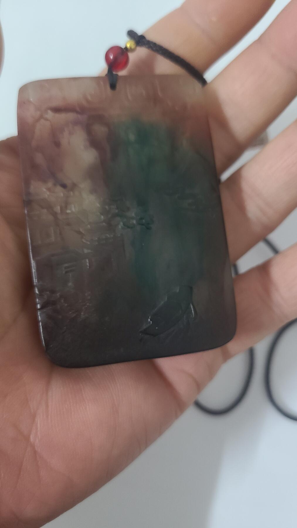 扶桑树结香山水牌沉香吊坠