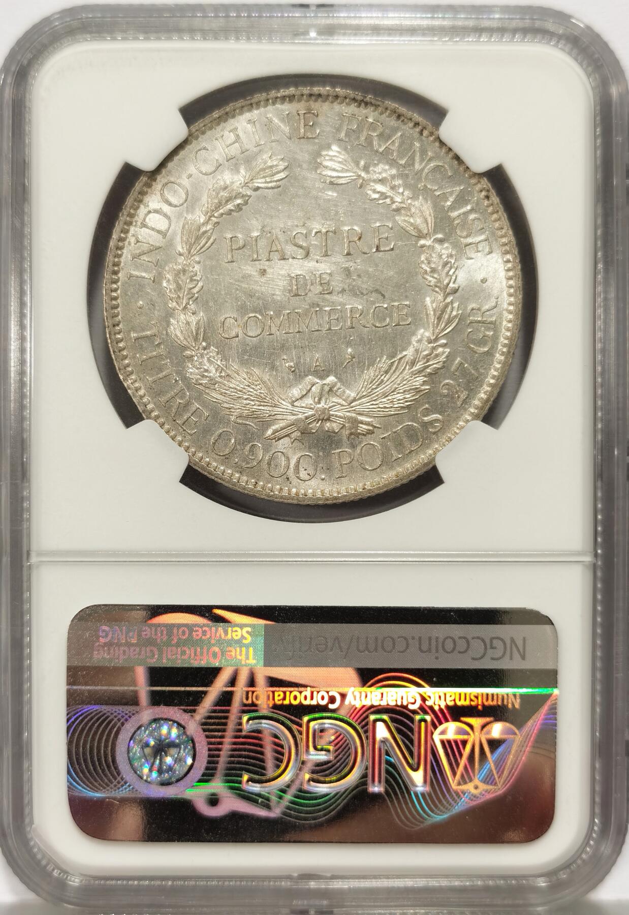 博洋堂世界钱币拍卖第136期（全场包邮） NGC UNCD 法属印支1903A坐洋 脸部完美 衣服褶皱不错 强烈转光