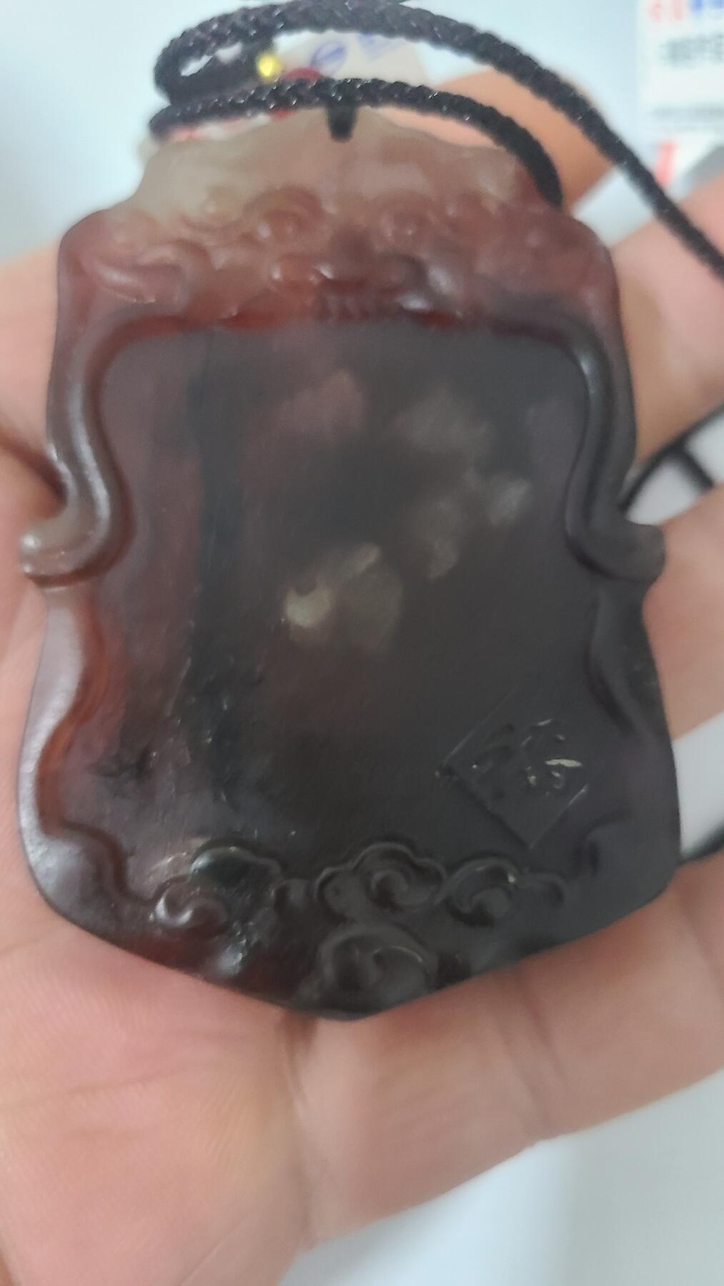 蓬莱超七毒液鱼牌沉香吊坠