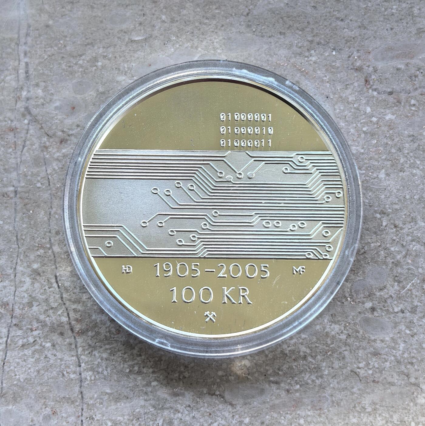 博洋堂世界钱币拍卖第136期（全场包邮） 挪威2005年100克朗精制银币 挪威瑞典联盟解体100周年-数据 925银33.6克 发行量：7万2千 盒证全
