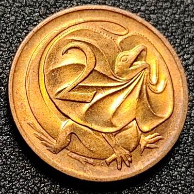 泉币菌-第105场-精品福利场 - 铜光美品 1984年 英属澳大利亚2分铜币 伞蜥蜴斗篷蜥 21.5mm